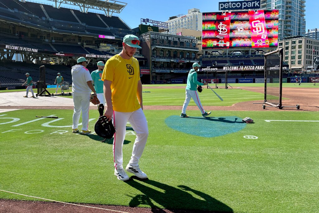 AUG. 1 2025 — Ryan O’Hearn at Petco Park in San Diego, Calif., on Friday, the day after the Orioles traded the first baseman to the Padres.