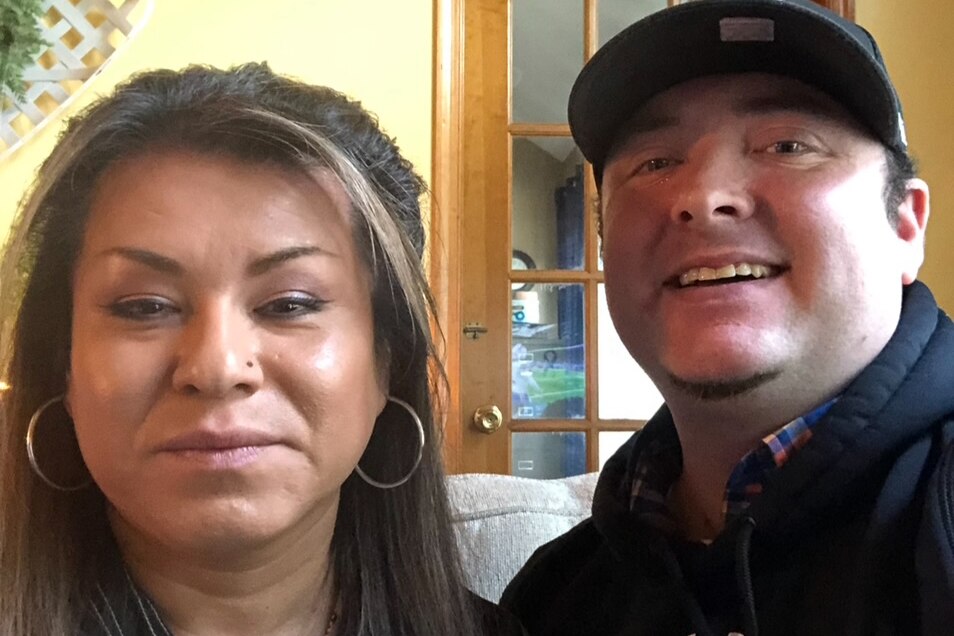 April Amaya-Luis, left, and her husband Tyler Schelts.