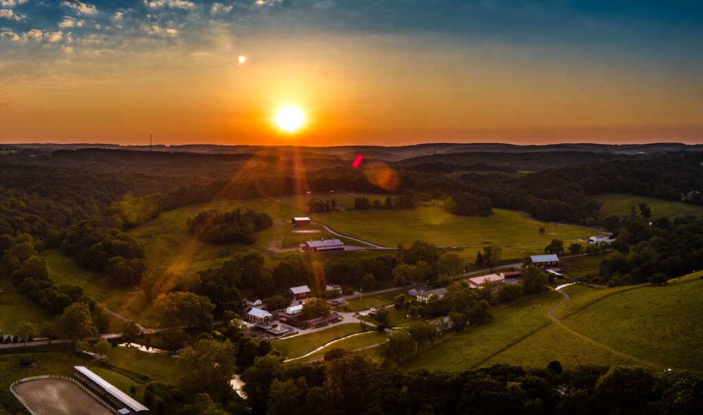 The sun setting on the River Valley Ranch camp in 2016.
