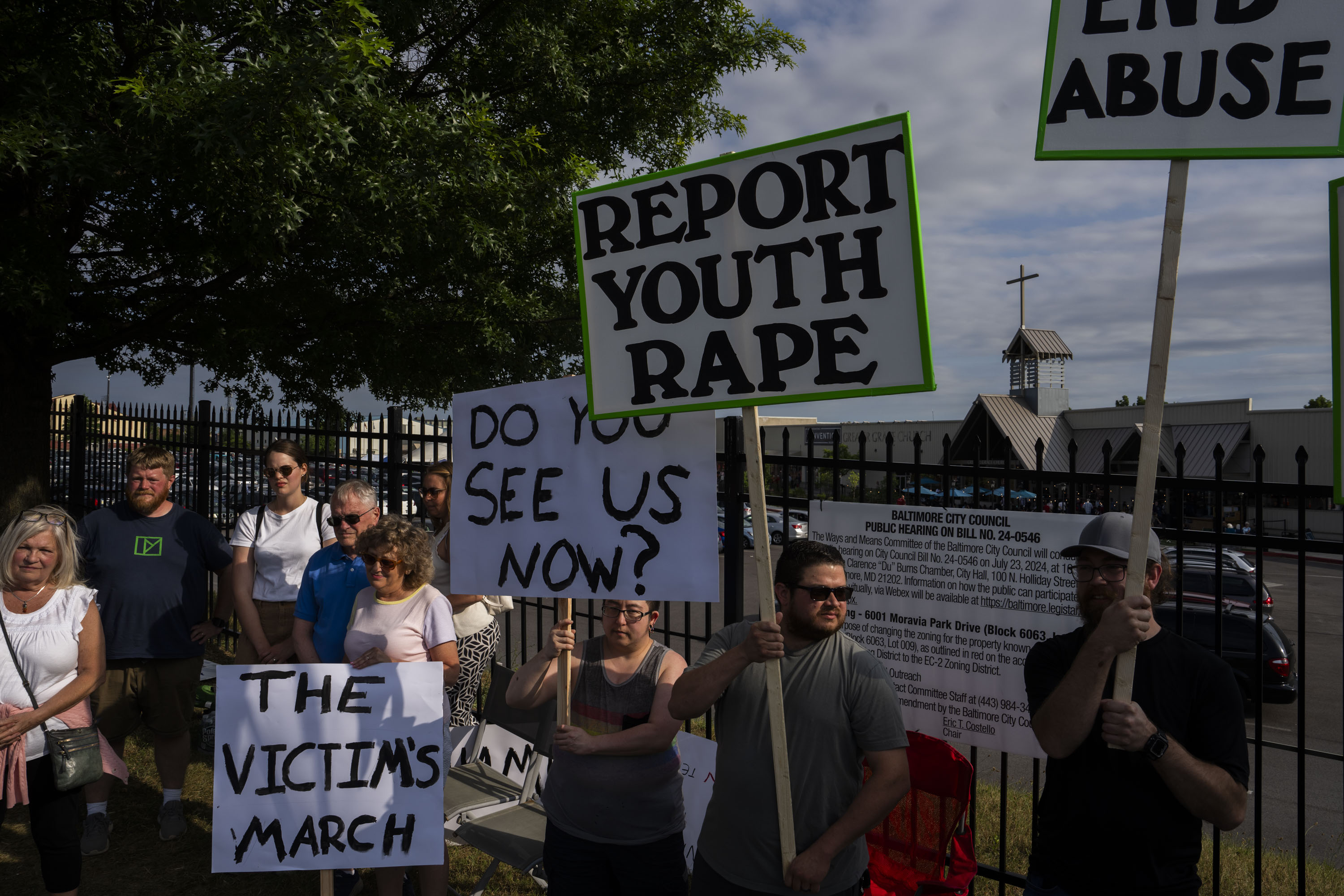 Survivors of Greater Grace and their loved ones held a protest outside of the Baltimore campus on June 28, 2024. The protest lasted about five hours.