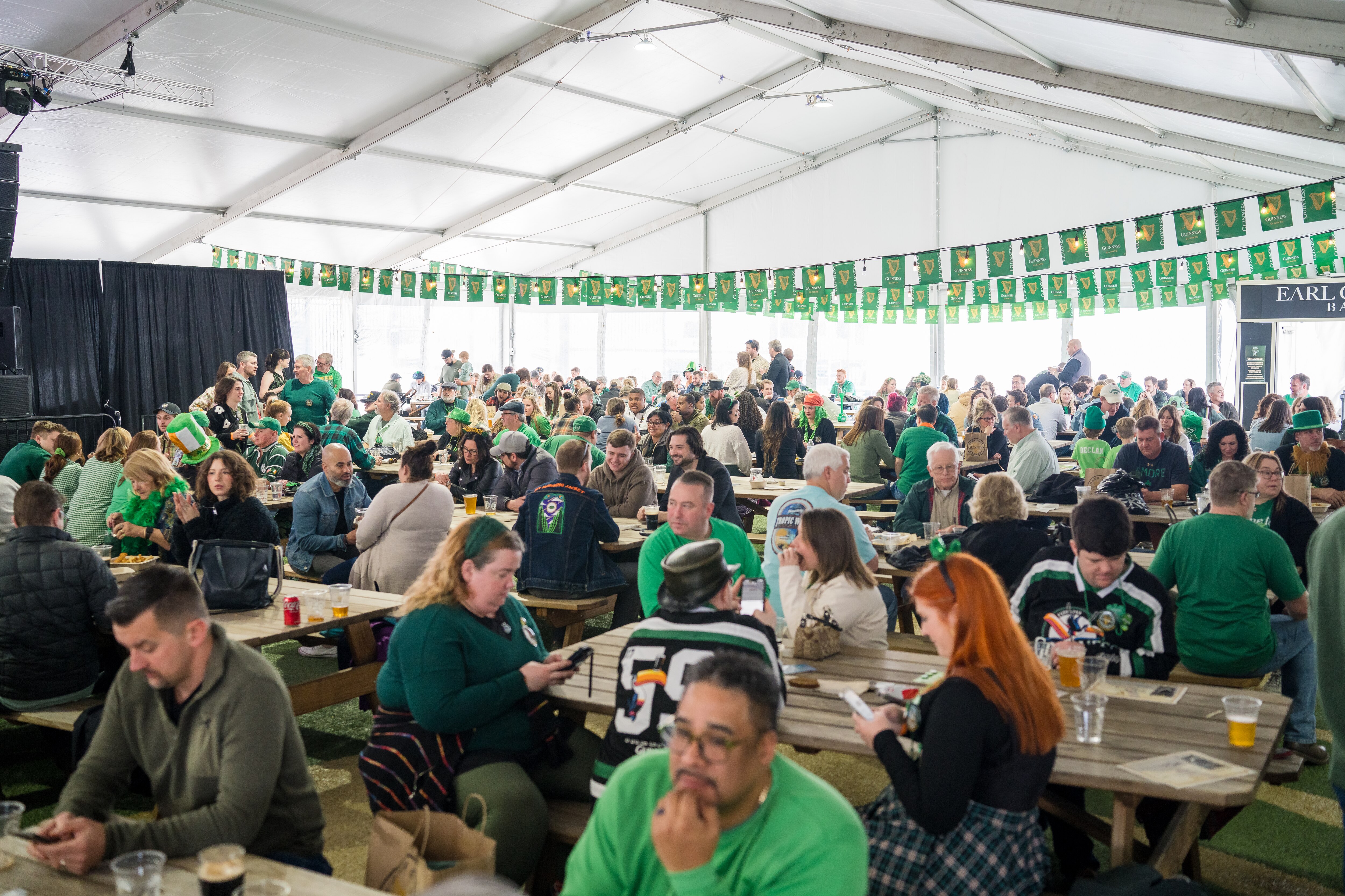 Crowds enjoy St. Patrick's Day at the Guinness Brewery.