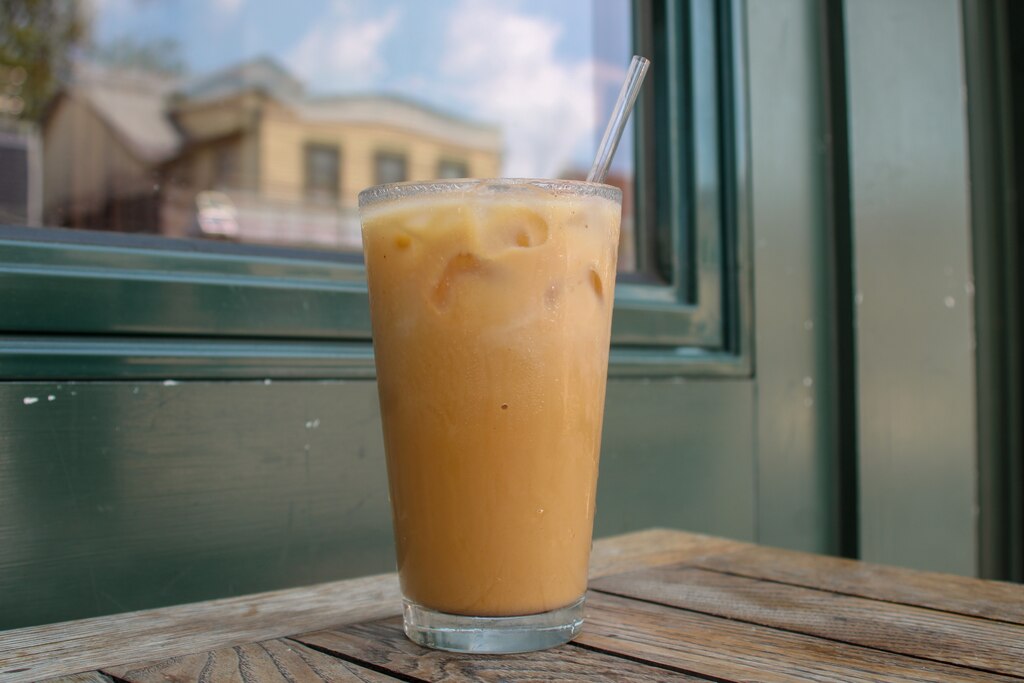 Iced oat lavender vanilla latte at Atwater’s
