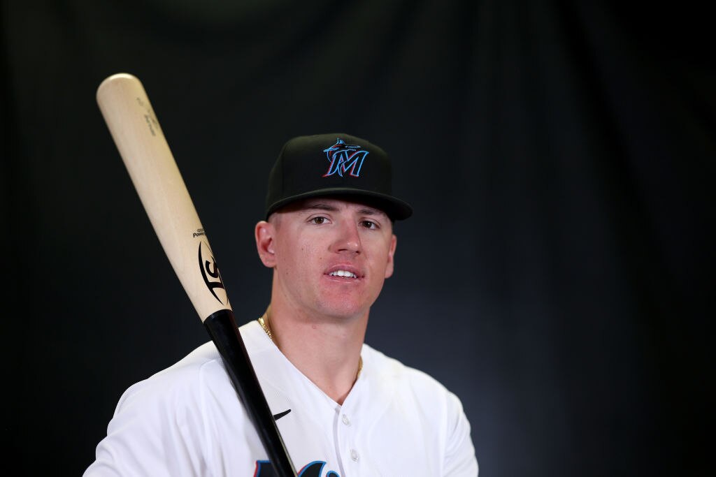 Peyton Burdick, #6 of the Miami Marlins, poses for a portrait during photo day at Roger Dean Stadium on Feb. 22, 2023 in Jupiter, Florida. (Photo by Rob Carr/Getty Images)