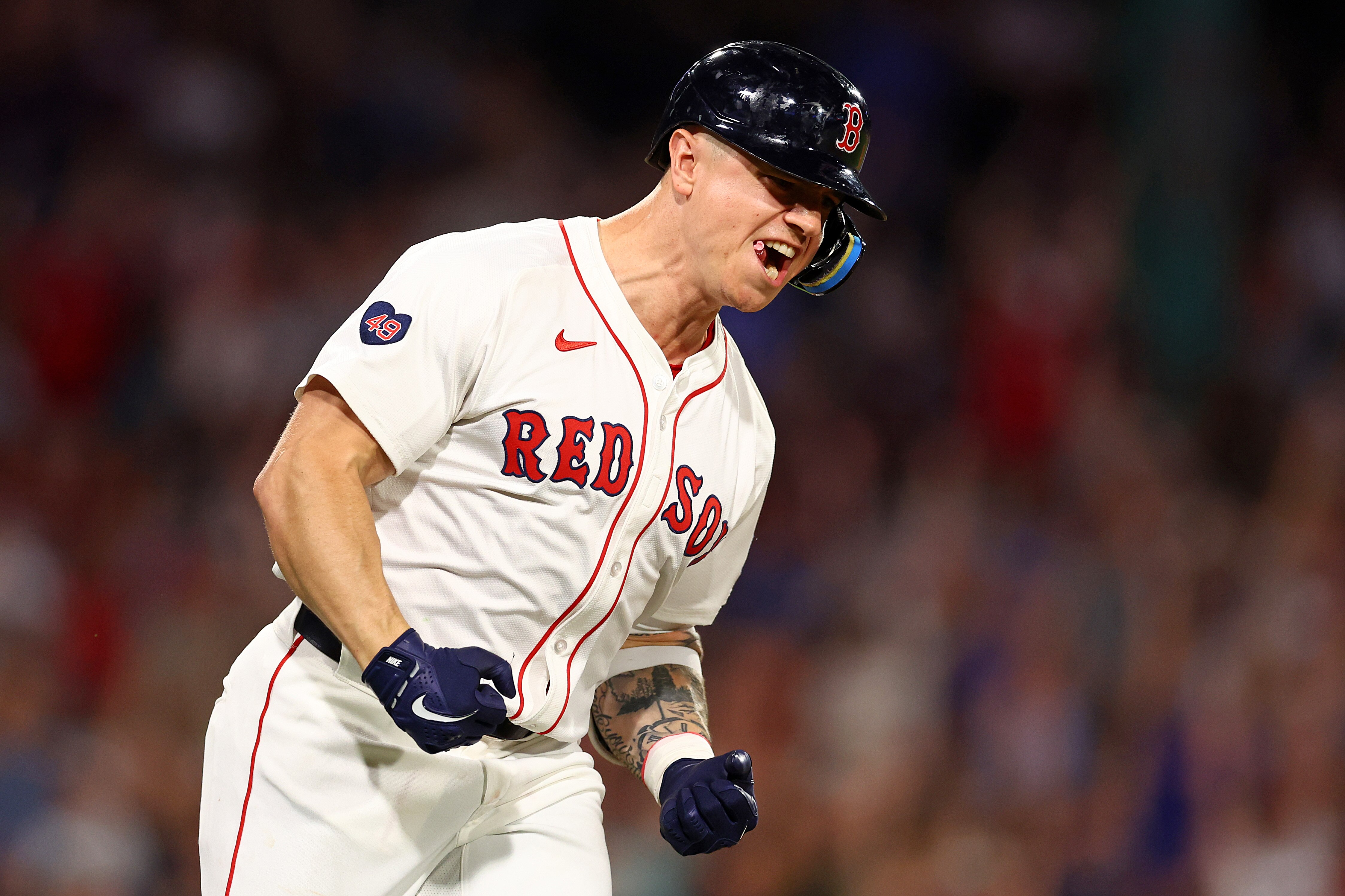 Tyler O'Neill hit 313 against lefties last season with the Boston Red Sox, but just .208 against righties.