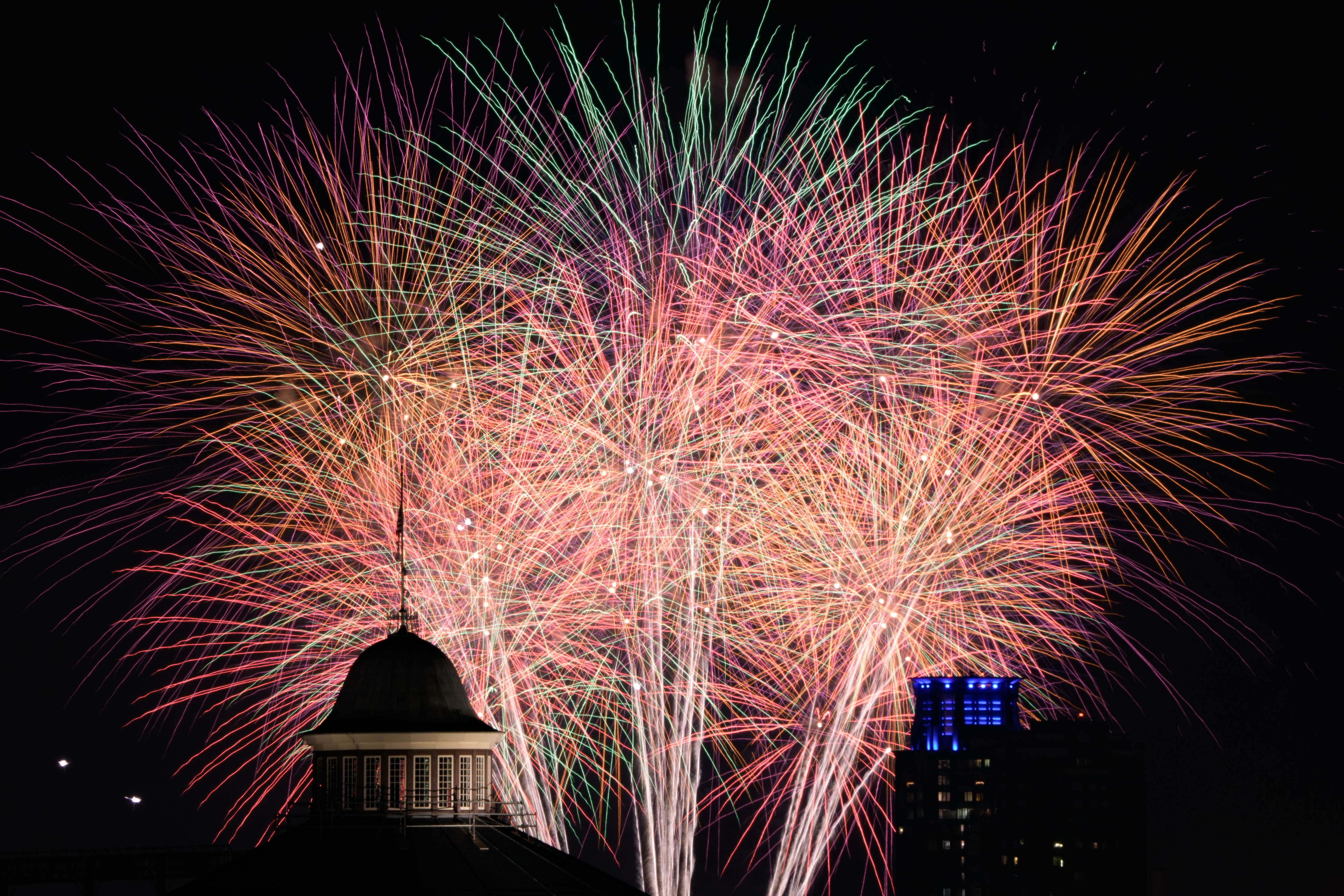 Fireworks over the Inner Harbor on July 4, 2023.