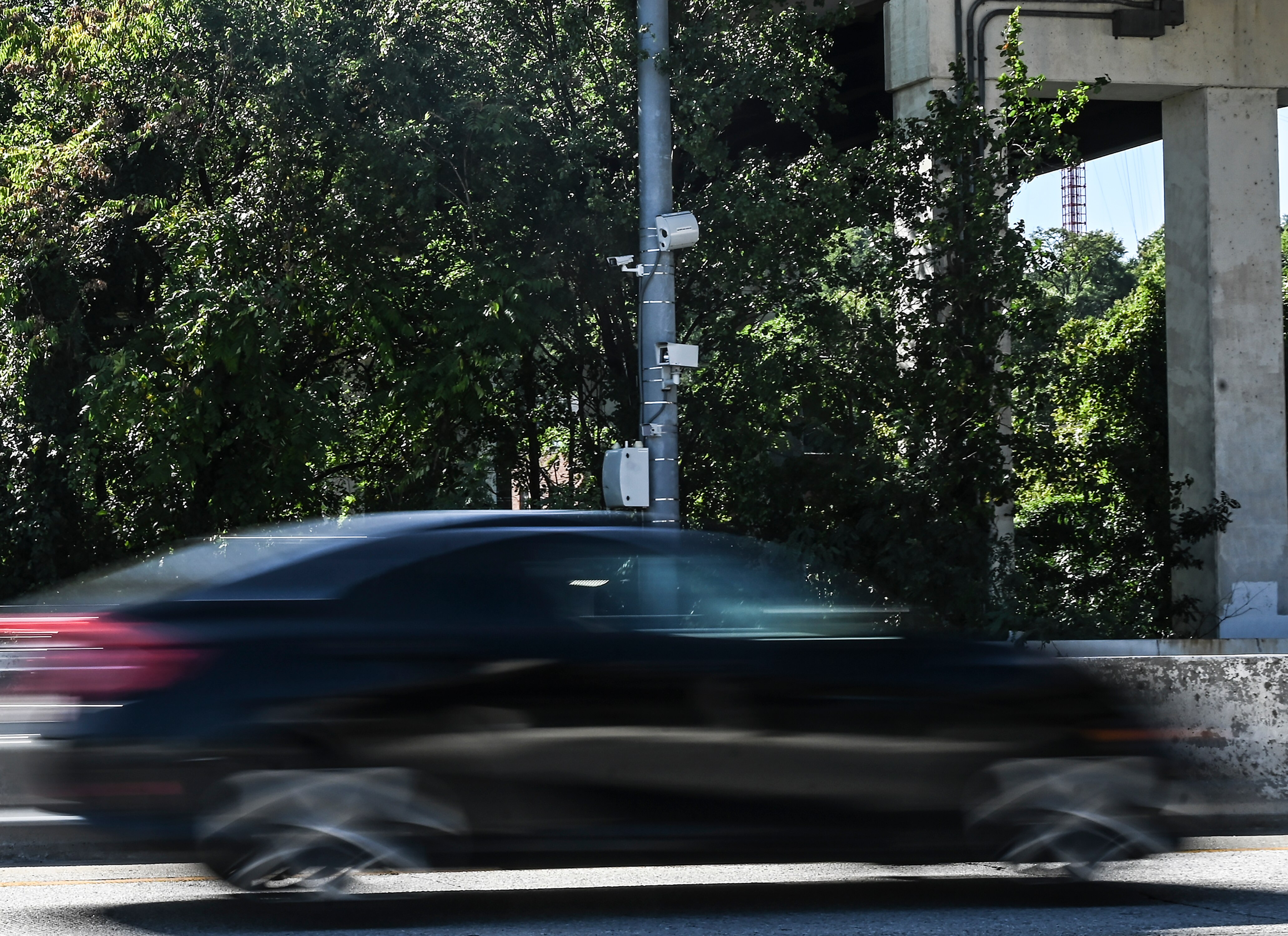 Weekend commuters zip past on of Baltimore City's speed camera on the Jones Falls Expressway on Sunday, October 1
