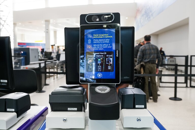 TSA airport security can use facial recognition technology to confirm a traveler's identity.
