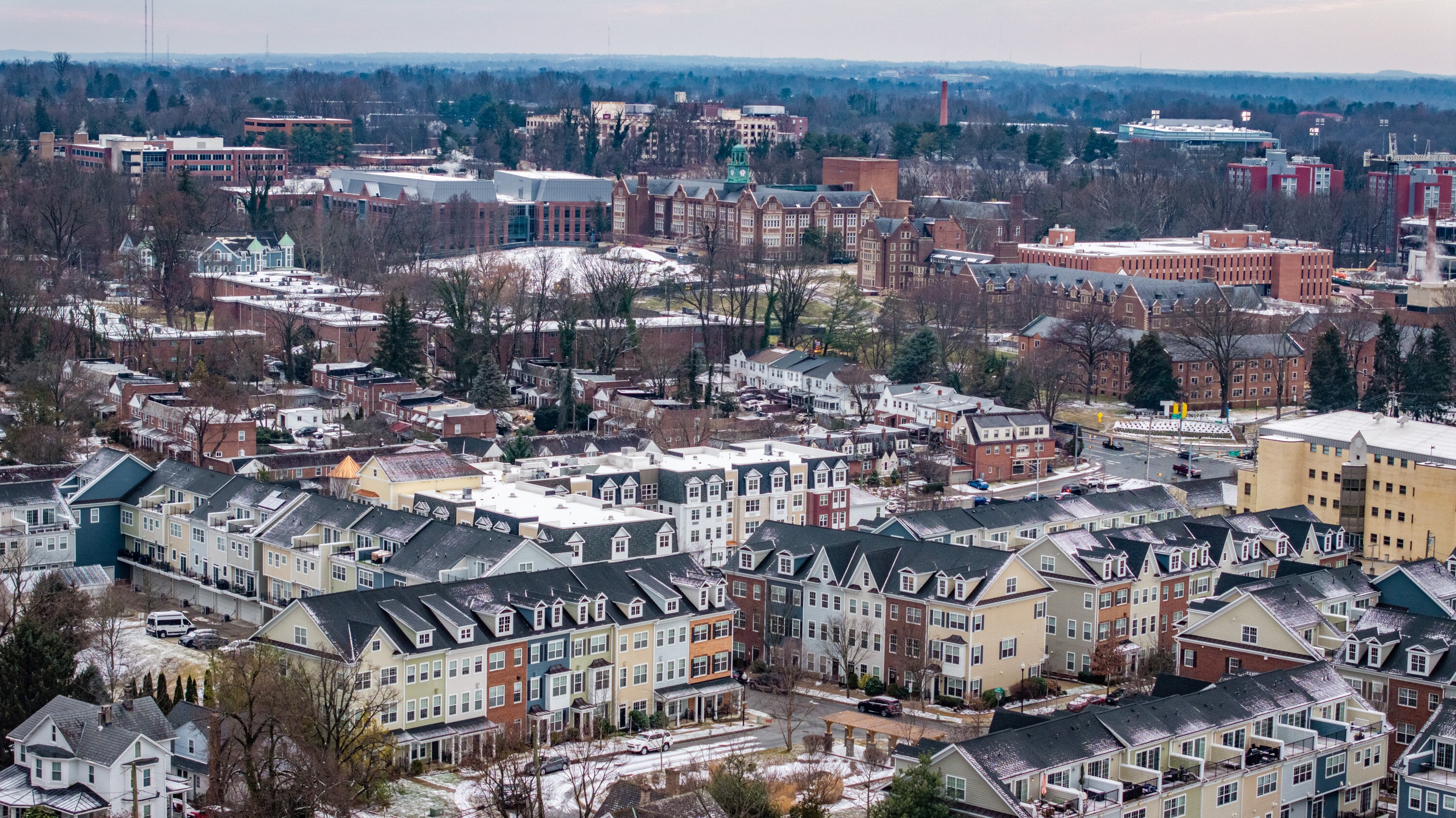 Residential properties are seen east of Towson University. A new bill in front of the County Council proposes to restrict rental units in Towson.