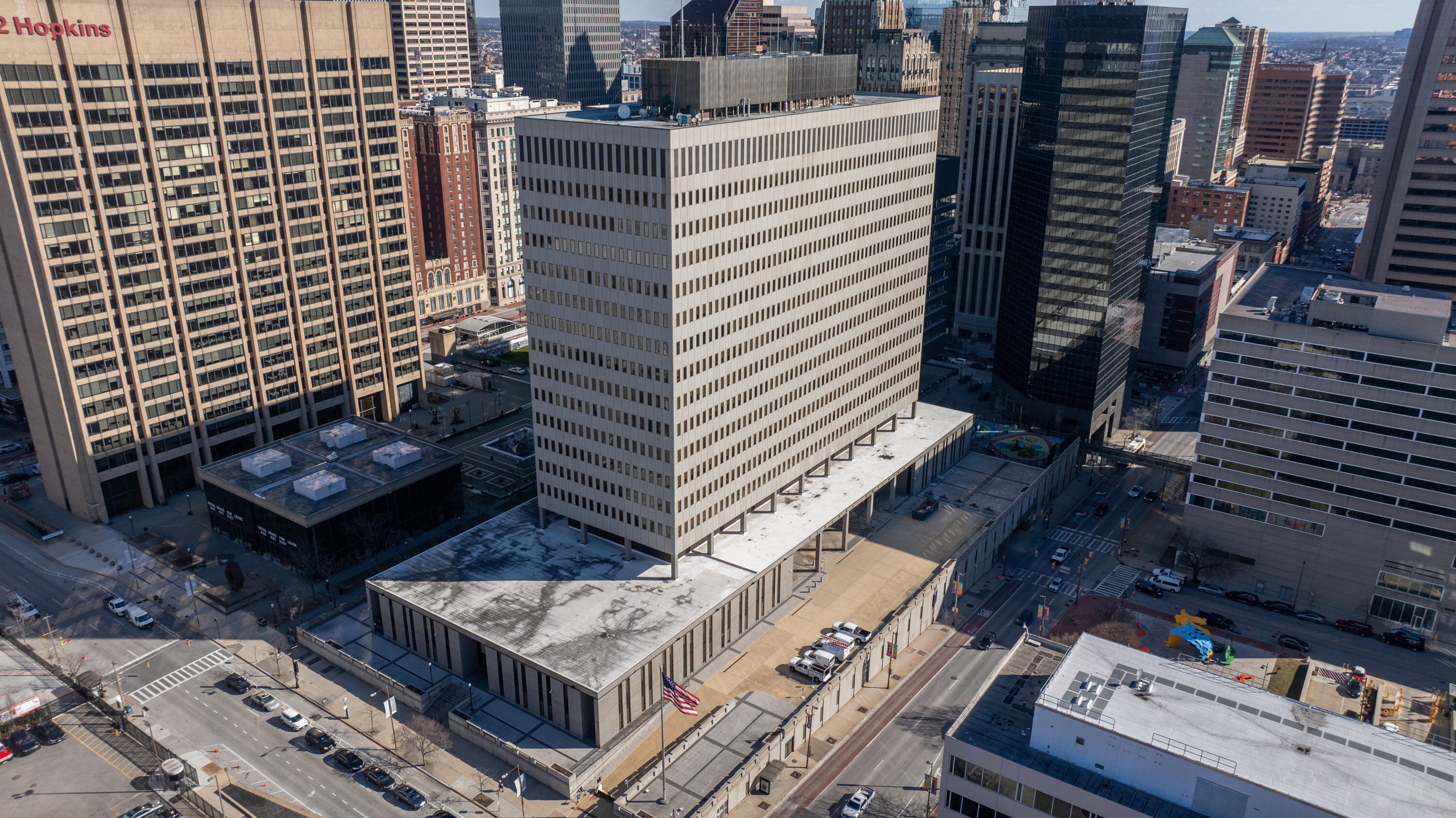 The George H. Fallon Federal Building at 31 Hopkins Plaza in downtown Baltimore, where the ICE field office is located.