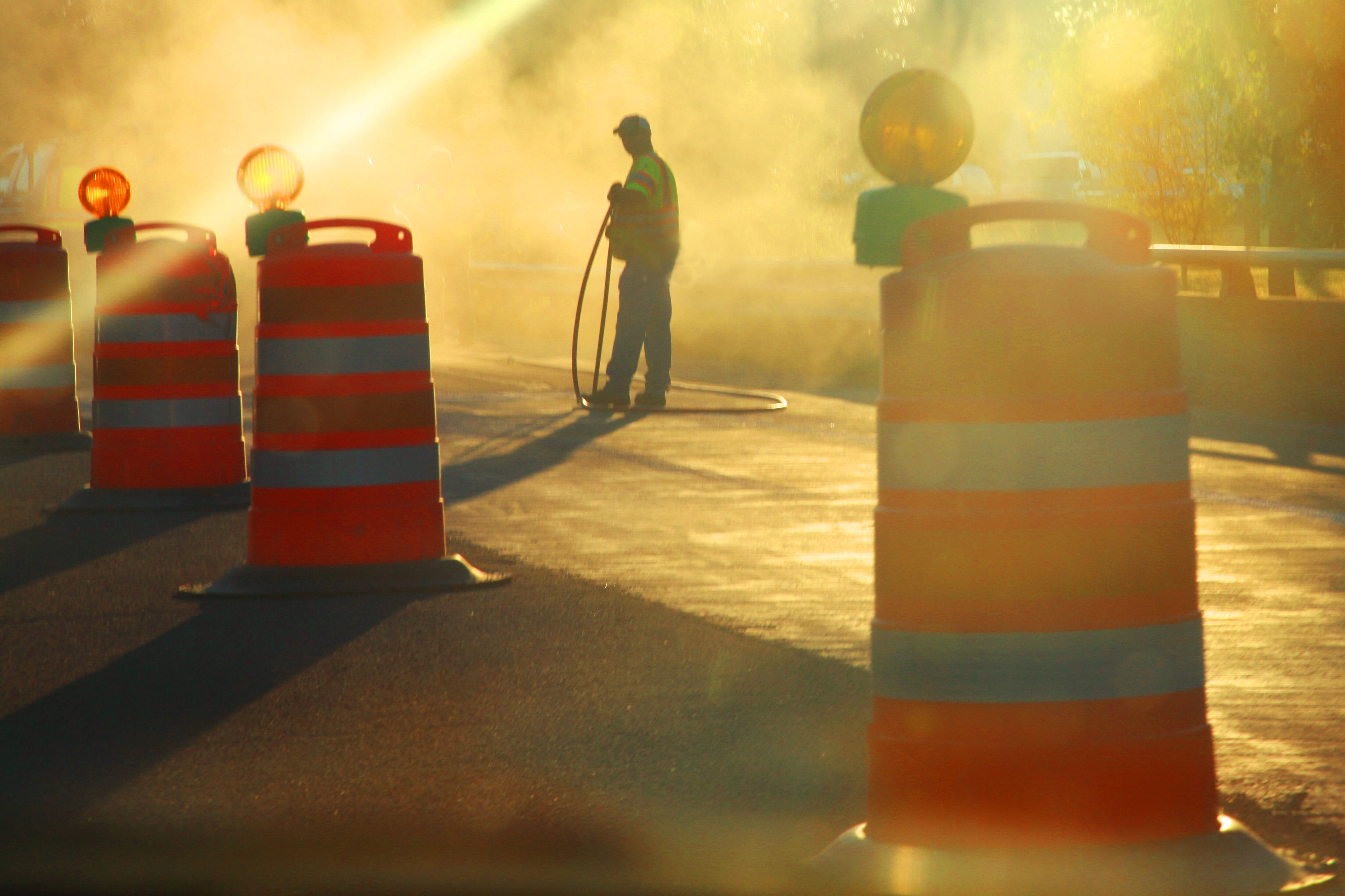 File: Crews make repairs on the Capital Beltway in Silver Spring in September 2023.