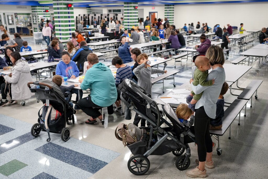 Howard County students, parents and community members try different dishes during a taste test of the school system’s lunch menu at the Guilford Park High School cafeteria in Jessup, Md. on Thursday, November 14, 2024. It was the first time HCPSS Food and Nutrition services has hosted the event, and was open to students, staff and families in the community.