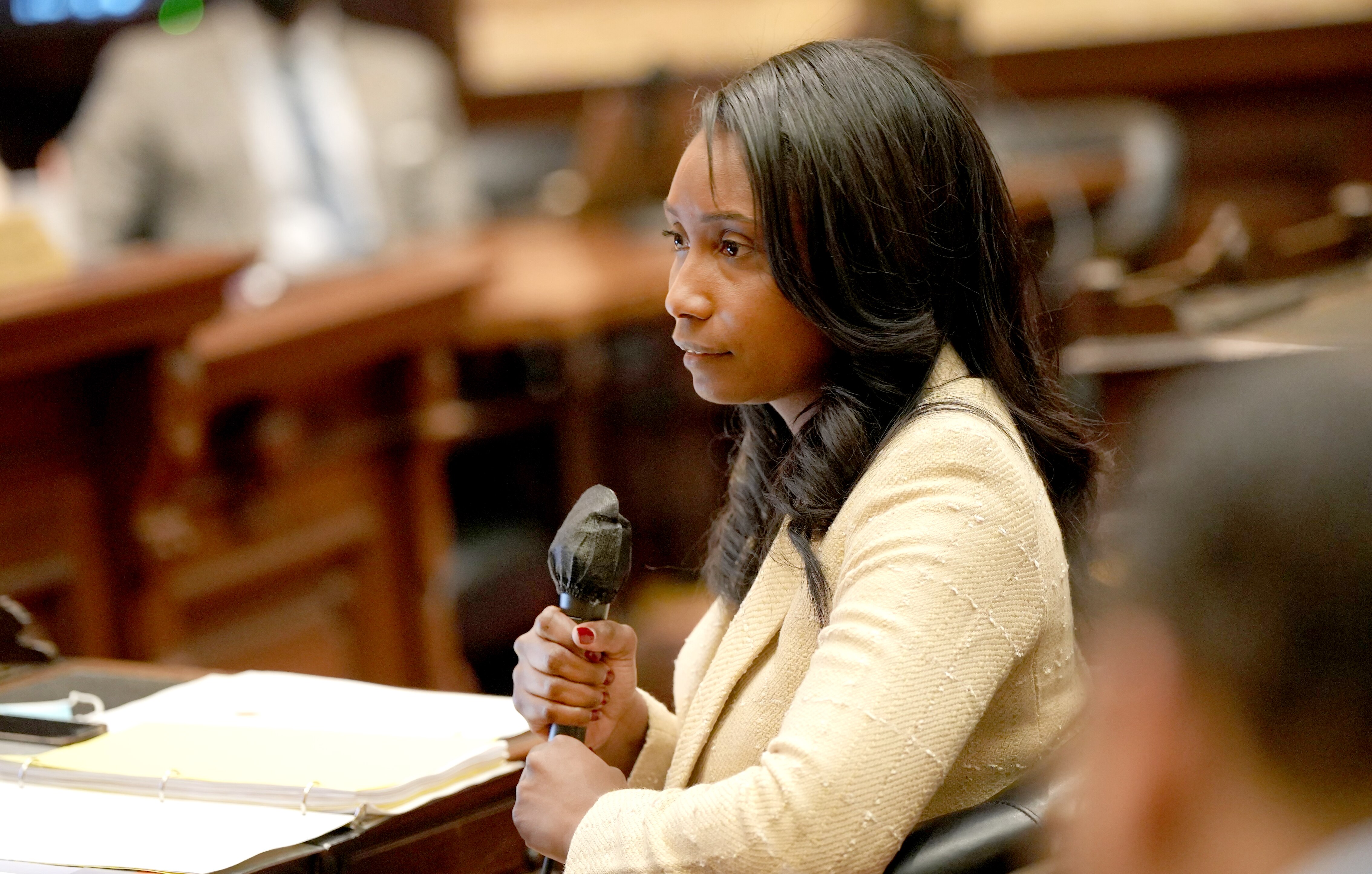 Faith Leach gives opening remarks at her confirmation hearing at City Hall, in Baltimore, MD., on March 8th, 2023.