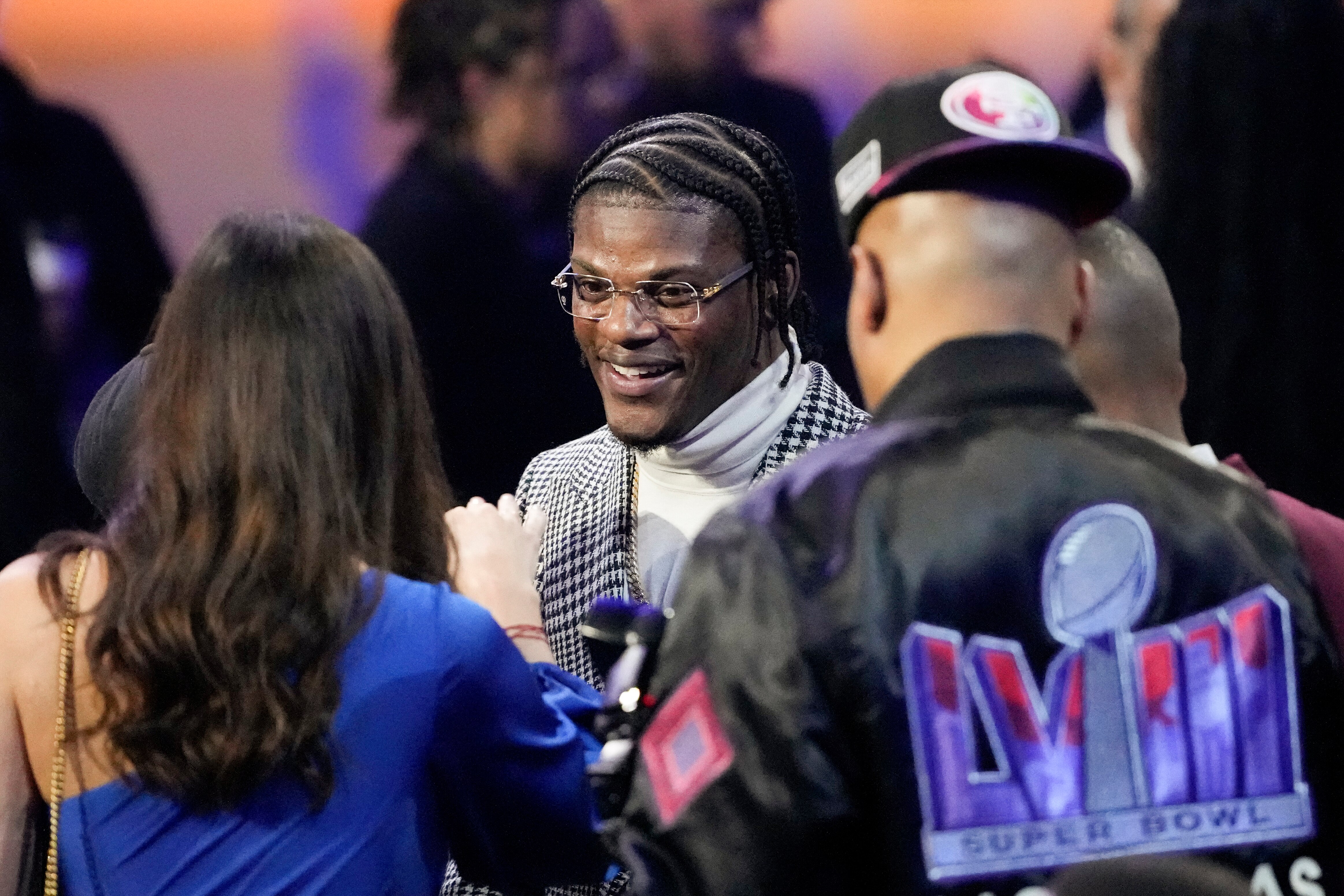Ravens quarterback Lamar Jackson arrives for the NFL Honors award show Thursday night in Las Vegas, where he picked up his second MVP trophy.