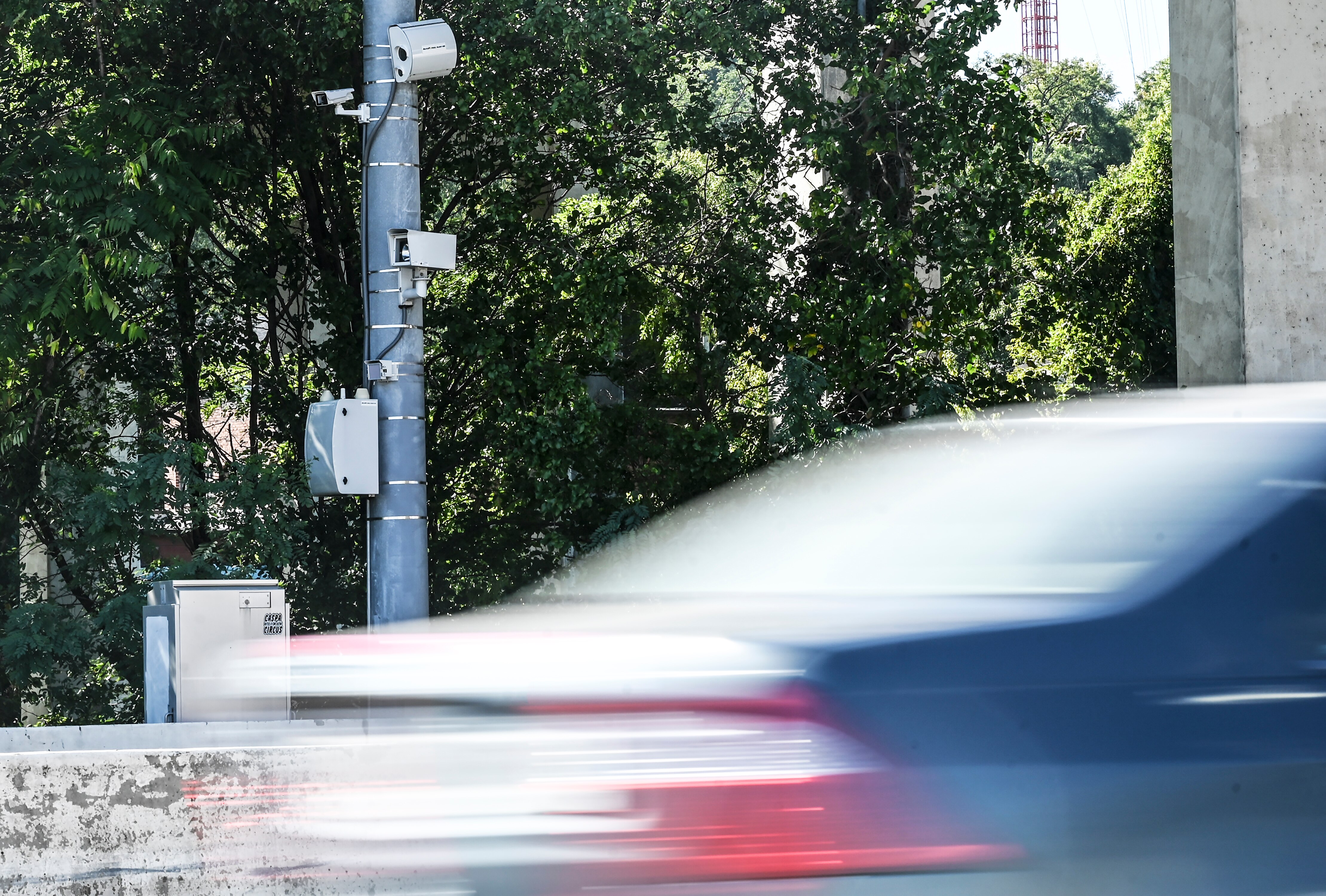 Weekend commuters zip past on of Baltimore City's speed camera on the Jones Falls Expressway on Sunday, October 1