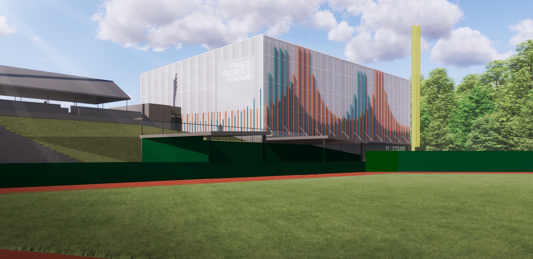 A rendering of the performance center at Prince George's Stadium.