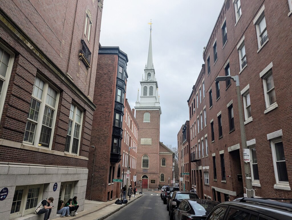 The Old North Church still stands in Boston, 250 years after the Sons of Liberty hung two lanterns from its steeple to alert riders that British troops had left their barracks for Lexington and Concord.