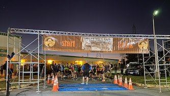 Runners line up for the start of the 2024 Stone Mill 50 Mile Run.