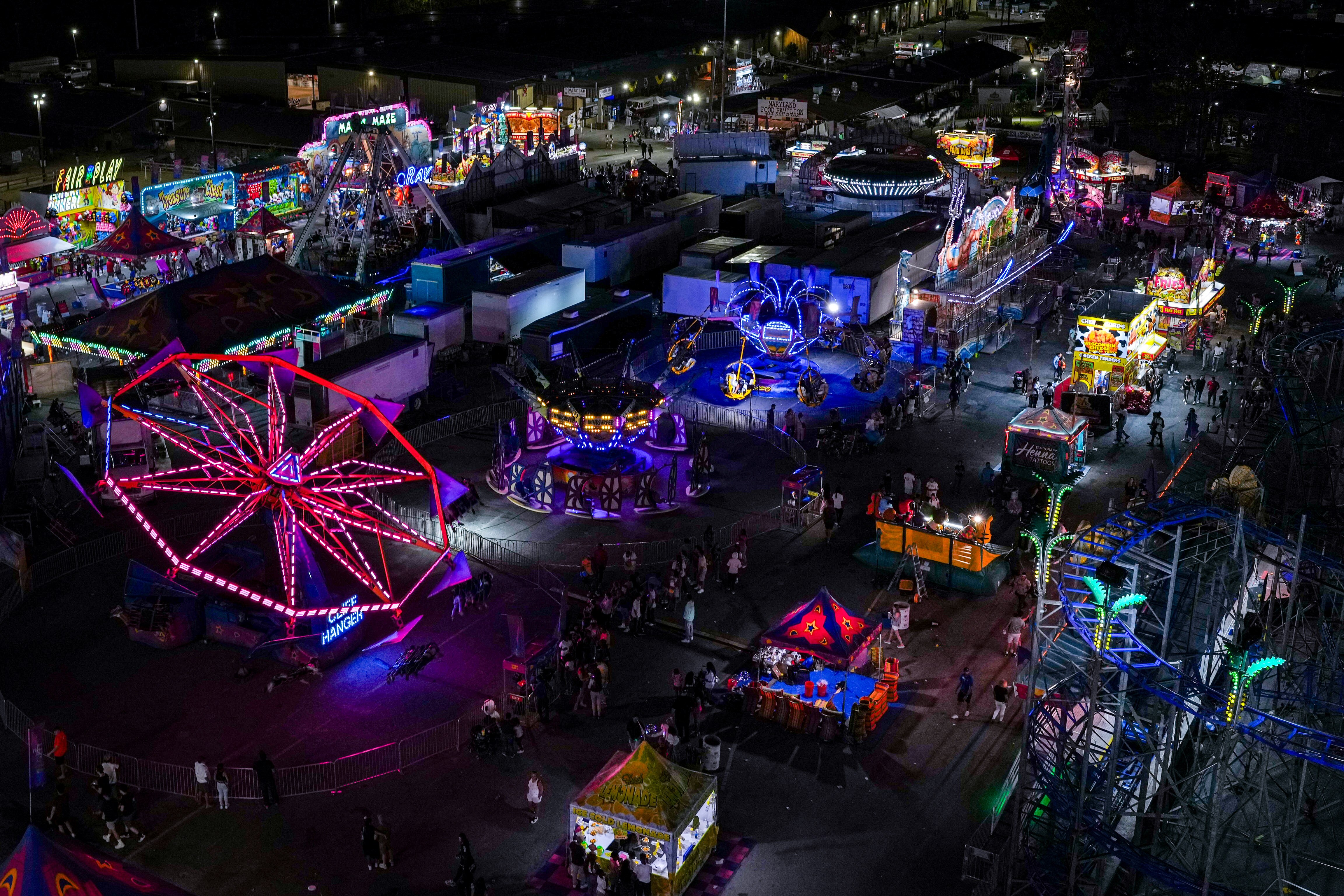Crowds start to head for the exit around closing time at the Maryland State Fair on Saturday, Sept. 2, 2023. The 2024 State Fair is scheduled for for three weekends in late summer this year: Aug. 22-25, Aug. 29-Sept. 2, and Sept. 5-8.