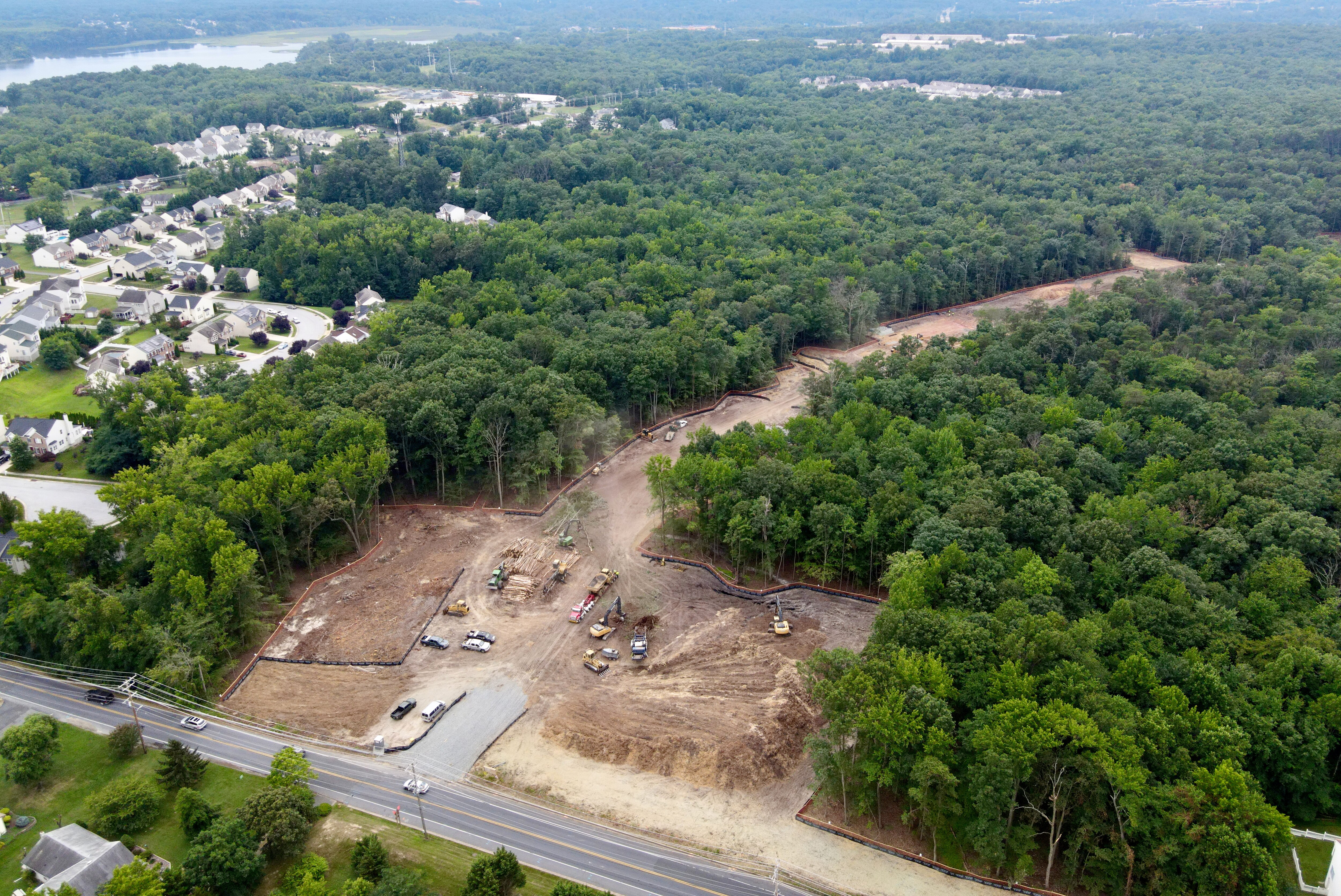 Construction work gets underway to develop Abingdon Woods, a 326-acre wetlands and wooded forest in Maryland's Harford County, into mega warehouse space. Residents of the area and environmental organizations have challenged the development in the court.