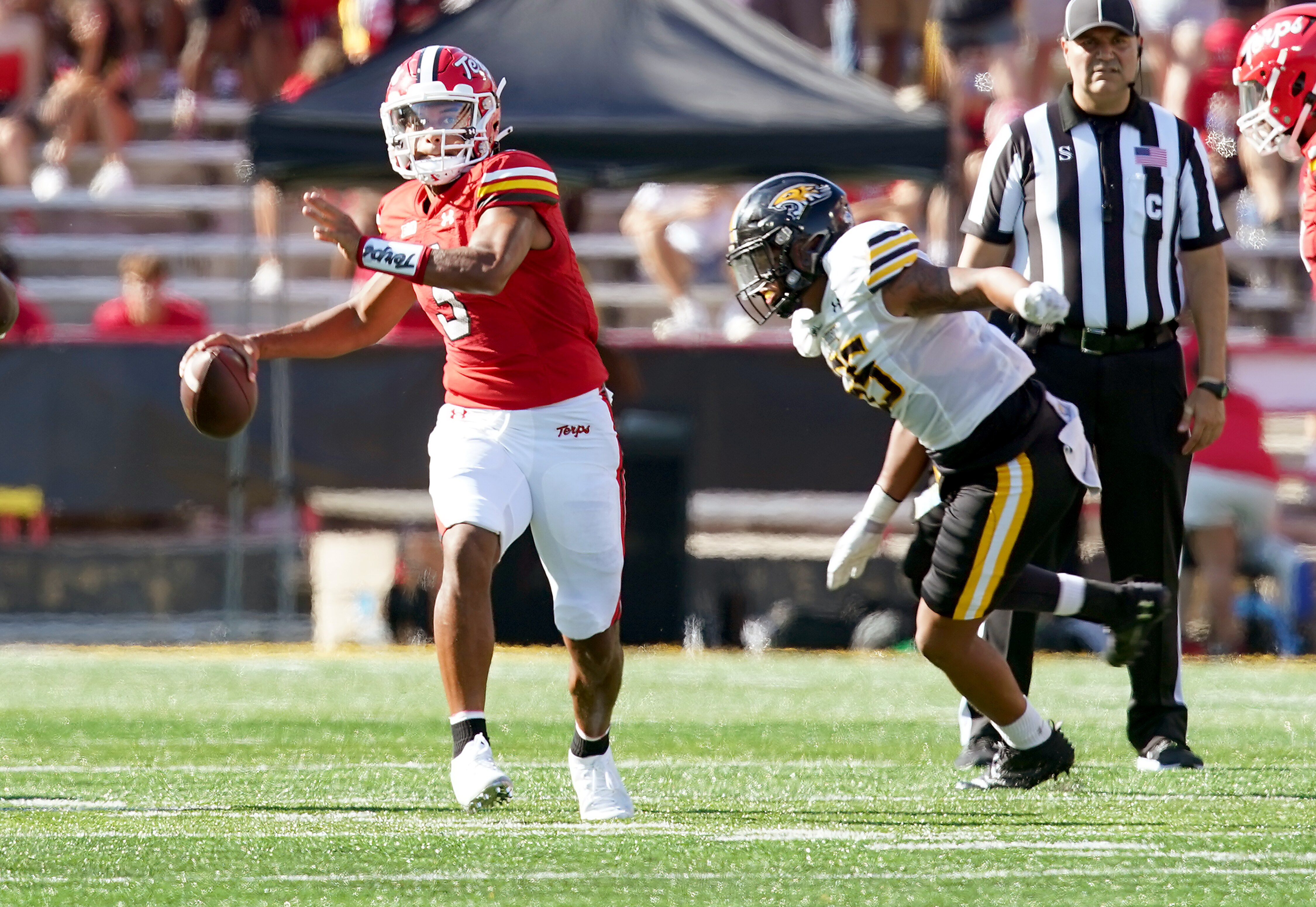 Maryland quarterback Taulia Tagovailoa needs 231 yards passing to reach 3,000 for the season and 252 to reach 11,000 for his career.