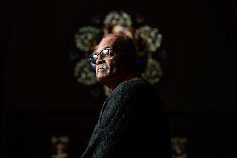 Ralph Moore poses for a portrait at St. Ann’s Church in Baltimore, Sunday, November 13, 2022.