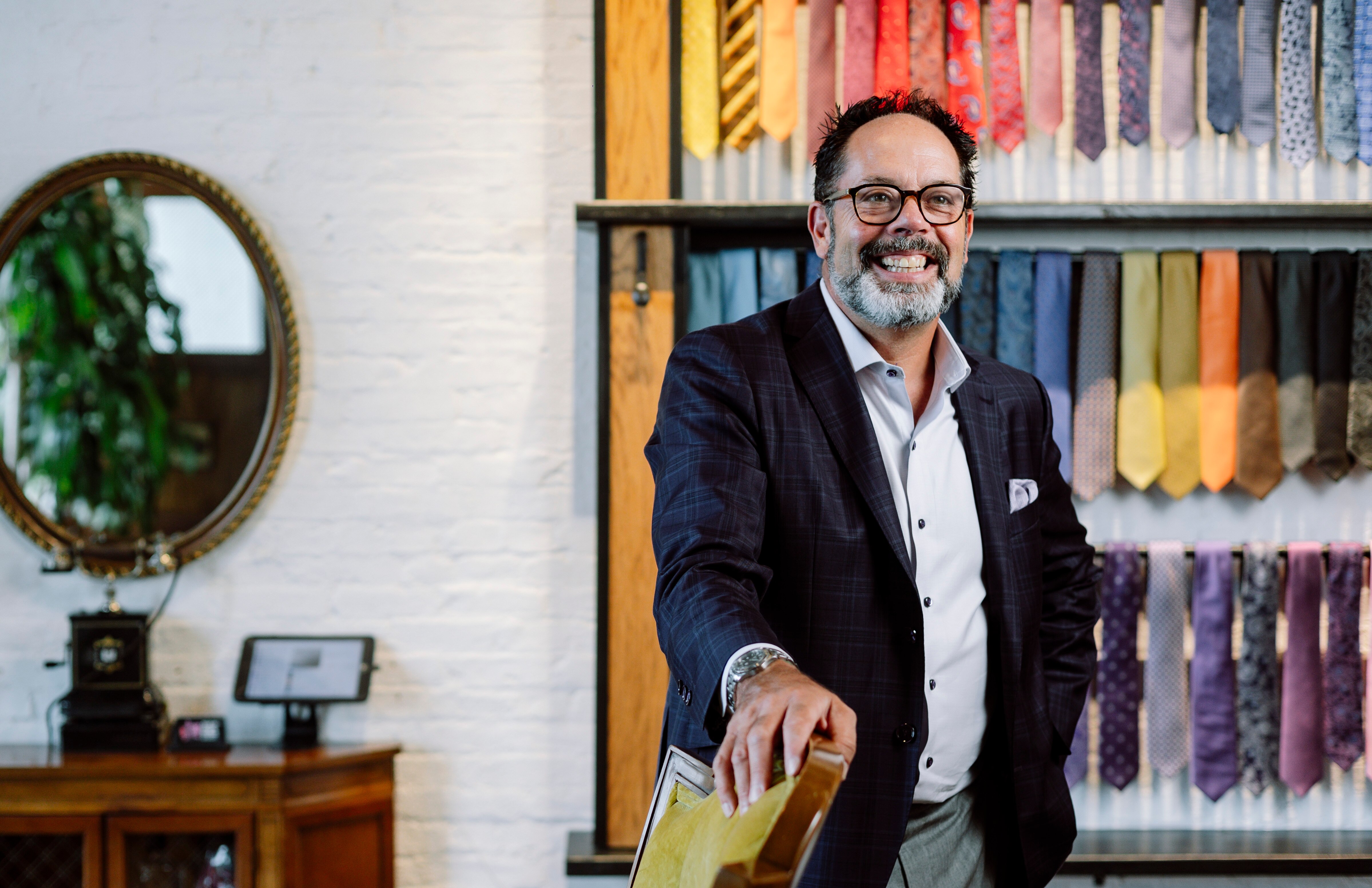 Christopher Schafer became a tailor while living in London and later opened his storefront in Baltimore’s Fells Point neighborhood.