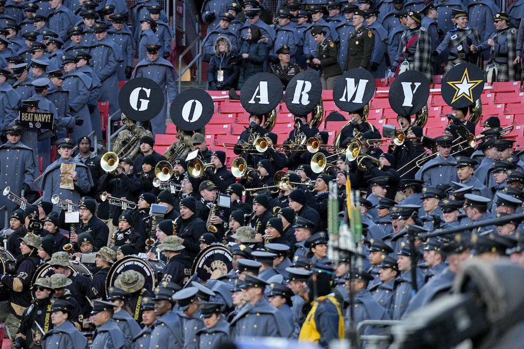 The U.S. Military Academy’s West Point Band performs during the 125th Annual Army-Navy Game held at Northwest Stadium in Landover, Md. on Saturday, December 14, 2024.