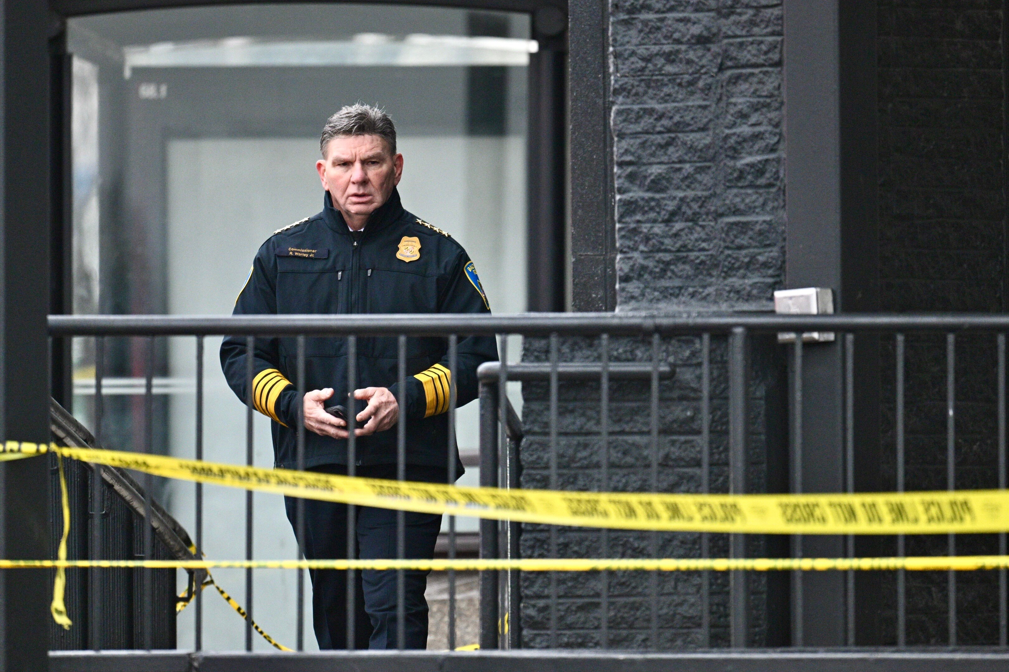 Police commissioner Richard Worley on site of a shooting on the 1400 block of East North Avenue, at the Eastside District Court, on Friday, January 31, 2025.